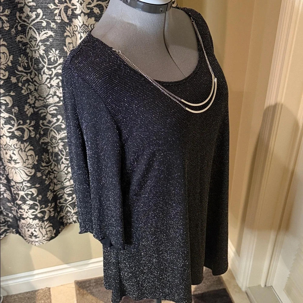 Clientele Blouse Black Shimmer Women's Top Size 1X - Picture 3 of 12